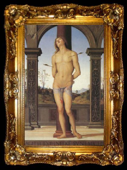 framed  Pietro vannucci called IL perugino st Sebastian (mk05), ta009-2
